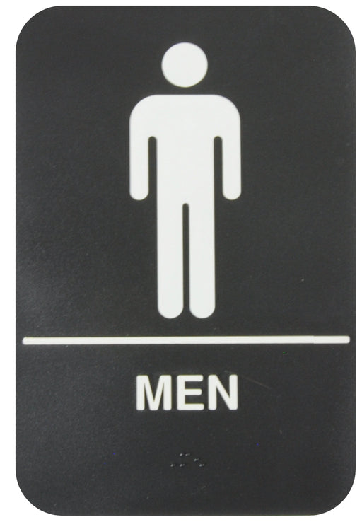 Sign 6" x 9" x 1/8", Information Sign with Braille, Men, Braille QTY-6-cityfoodequipment.com