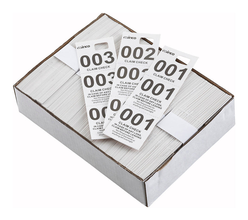 Coat Check Tickets, White, 500pcs/box (10 Box)-cityfoodequipment.com
