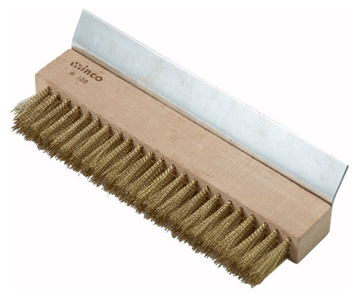 Pizza Oven Brush Head, Brass Bristles w/Scraper (12 Each)-cityfoodequipment.com