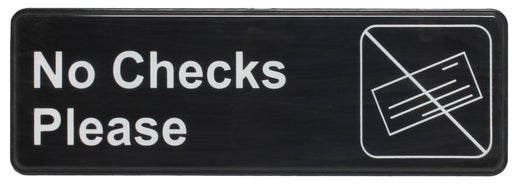 Sign 9" x 3" x 1/8", No Checks Please QTY-12-cityfoodequipment.com