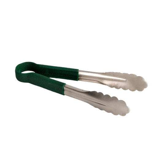 Thunder Group SLTG810G 10"L Stainless Utility Tongs, Green - 12, (each)-cityfoodequipment.com