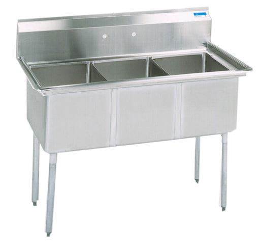 Compass Commercial Stainless Steel 3-Compartment Sink No DB 18 x 18 x 12-cityfoodequipment.com