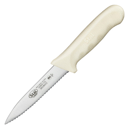 3.5" Serrated Paring Knives, White PP Hdl, 2pcs/pk (6 Pack)-cityfoodequipment.com