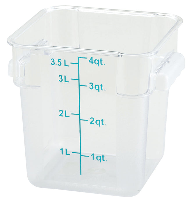4qt Square Storage Container, Clear, PC (12 Each)-cityfoodequipment.com