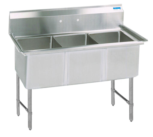 S/S 3 Compartments Sink Stainless Legs & Bracing w/ 15" x 15" x 14" D Bowls-cityfoodequipment.com