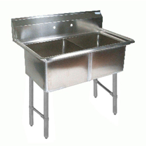 Stainless Steel 2 Compartments Sink Stainless Legs & Bracing w/ 16" x 20" x 12" D Bowls-cityfoodequipment.com