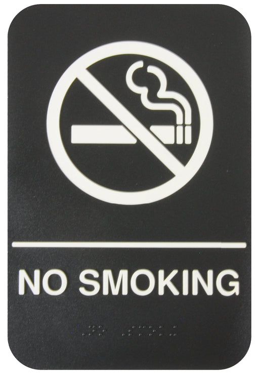 Sign 6" x 9" x 1/8", Information Sign with Braille, No Smoking, Braille QTY-6-cityfoodequipment.com