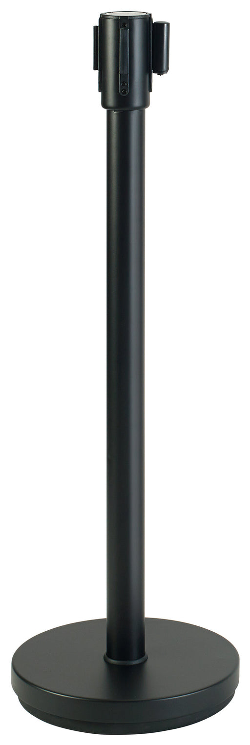 34" Stanchion Post, Black, 6-1/2' Retractable Belt (2 Each)-cityfoodequipment.com
