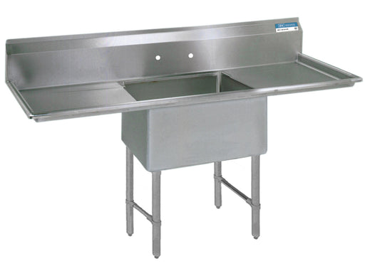 S/S 1 Compartment Sink w/ Dual 24" Drainboards 18" x 24" x 14" D-cityfoodequipment.com