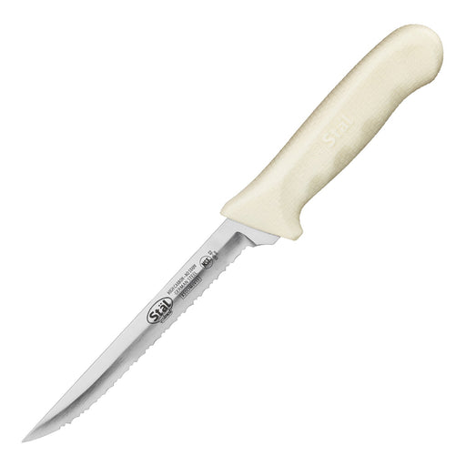 6" Utility Knife, Wavy Edge, White PP Hdl (6 Each)-cityfoodequipment.com