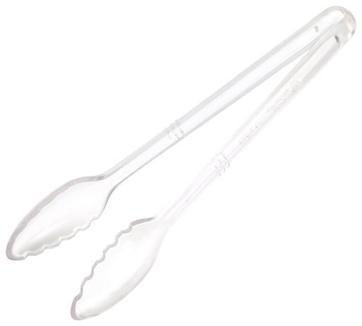 12" PC Serving Tong, Clear, Curve (12 Each)-cityfoodequipment.com