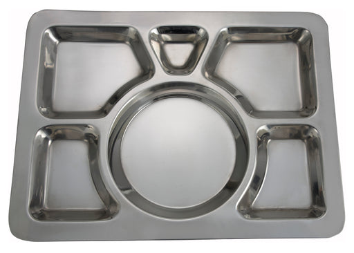 Mess Tray, 6 Compartment, Style A, S/S, 15-1/2"x11-1/2" (24 Each)-cityfoodequipment.com