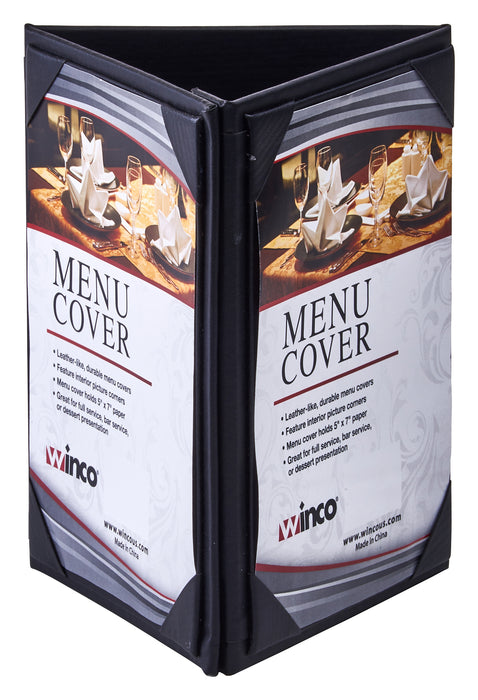 Triple Panel Table Tent For 5 X 7" Inserts, Black (10 Each)-cityfoodequipment.com