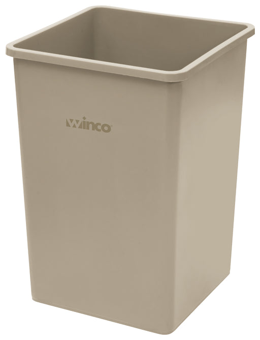35 Gallon Square Tall Trash Can, 19-1/2" Square x 27-5/8"H, Beige (1 Each)-cityfoodequipment.com