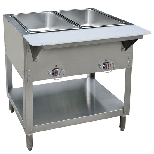 (LP) Propane Hot Steam/Food Table w/ (2) Wells & Cutting Board-cityfoodequipment.com