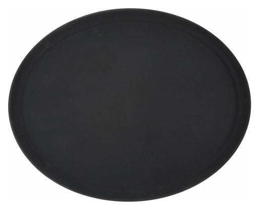 26" x 22" Premium Fiberglass Tray, Non-slip, Black, Oval (6 Each)-cityfoodequipment.com