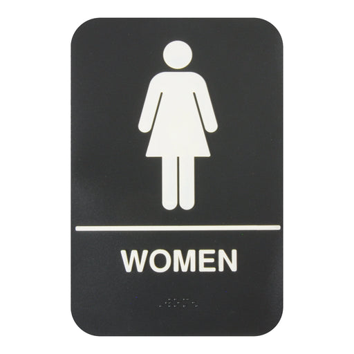 Sign 6" x 9" x 1/8", Information Sign with Braille, Women, Braille QTY-6-cityfoodequipment.com