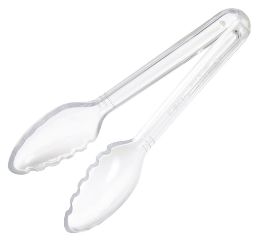 6" PC Serving Tong, Clear, Curve (12 Each)-cityfoodequipment.com