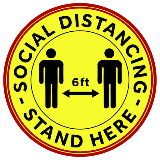 12" Round Social Distancing Floor Decal, Anti-slip, 10pcs/pk (12 Pack)-cityfoodequipment.com