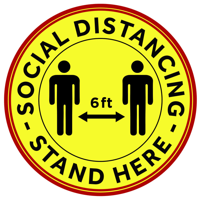 12" Round Social Distancing Floor Decal, Anti-slip, 10pcs/pk (12 Pack)-cityfoodequipment.com