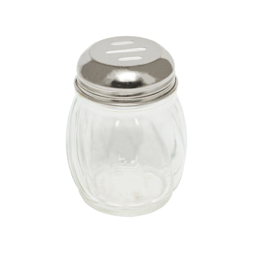 Thunder Group GLTWCS006 6 oz Swirl Glass Cheese Shaker w/ Slotted Top, Stainless - 1, (dozen)-cityfoodequipment.com