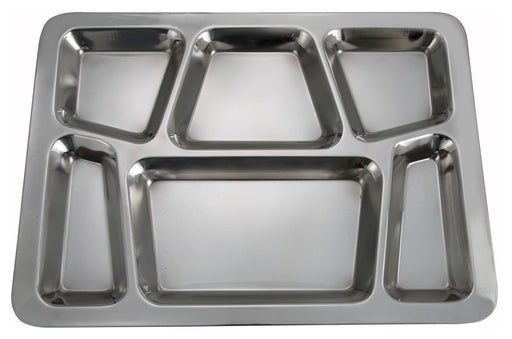 Mess Tray, 6 Compartment, Style B, S/S,15-1/2" x 11-1/2" (24 Each)-cityfoodequipment.com