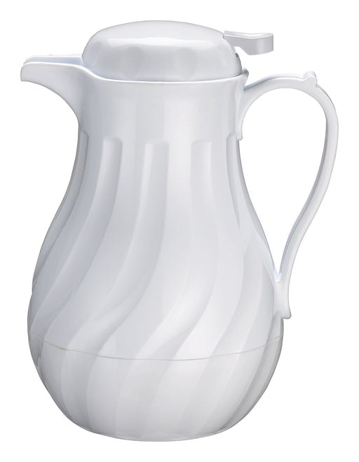 64oz Insulated Beverage Server, Push Button, White Swirl (6 Each)-cityfoodequipment.com