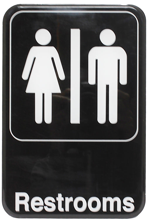 Sign 6" x 9" x 1/8", Restrooms QTY-12-cityfoodequipment.com