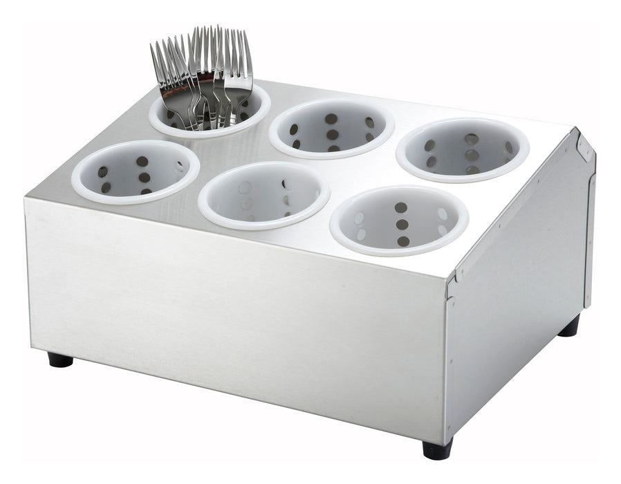 Flatware Cylinder Holder, 6 Holes, 2 Tiers, S/S (2 Each)-cityfoodequipment.com