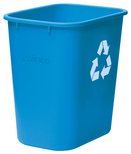Wastebasket, 28 Qt, 14-5/8"W x 10-1/4"D x 15"H, Rectangular, LDPE, Blue, RECYCLE (12 Each)-cityfoodequipment.com