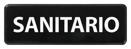 Information Sign, Spanish, "Sanitize", 3" x 9", Black (12 Each)-cityfoodequipment.com