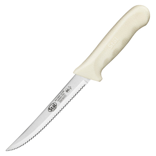 5-1/2" Utility Knife, White PP Hdl,Serrated (6 Each)-cityfoodequipment.com
