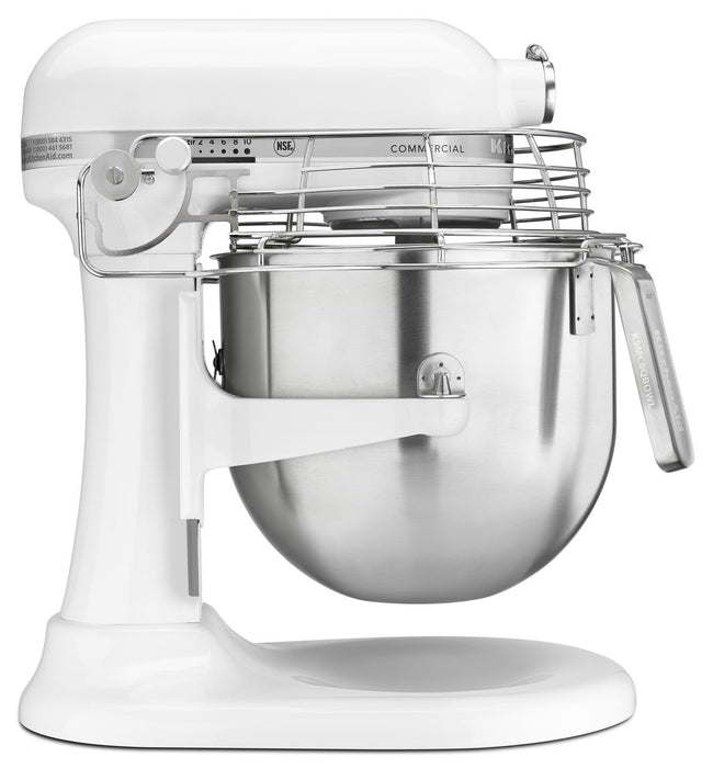 White Commercial 8 Quart Stand Mixer with Bowl Guard, KitchenAid