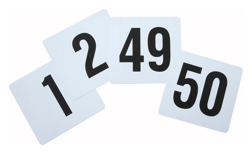 Table Numbers, 1-50, 4" x 3-3/4", Plastic (12 Set)-cityfoodequipment.com