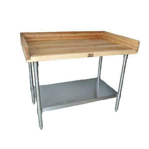 Hard Maple Bakers Top Table W/Galvanized Undershelf, Oil Finish 60X30-cityfoodequipment.com