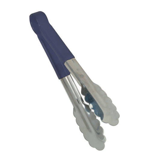 Thunder Group SLTG812B 12"L Stainless Utility Tongs, Blue - 12, (each)-cityfoodequipment.com