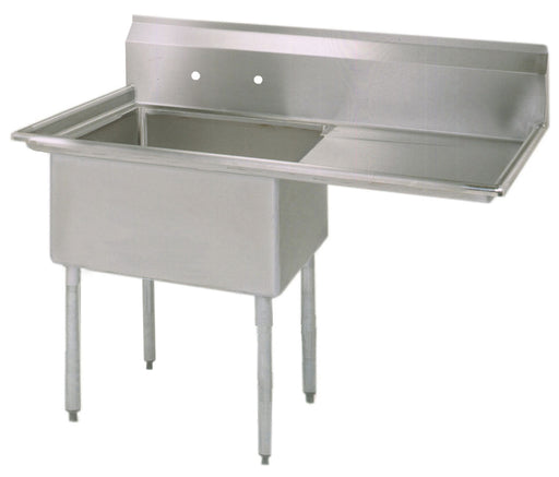 S/S 1 Compartment Sink w/ 24"Right Drainboard 24" x 24" x 14" D Bowl-cityfoodequipment.com