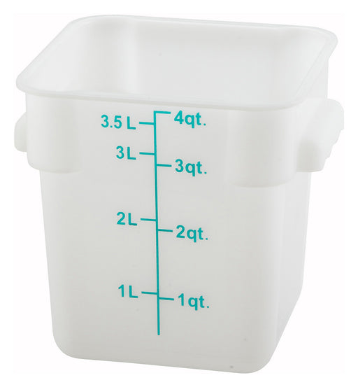 4qt Square Storage Container, White, PP (12 Each)-cityfoodequipment.com
