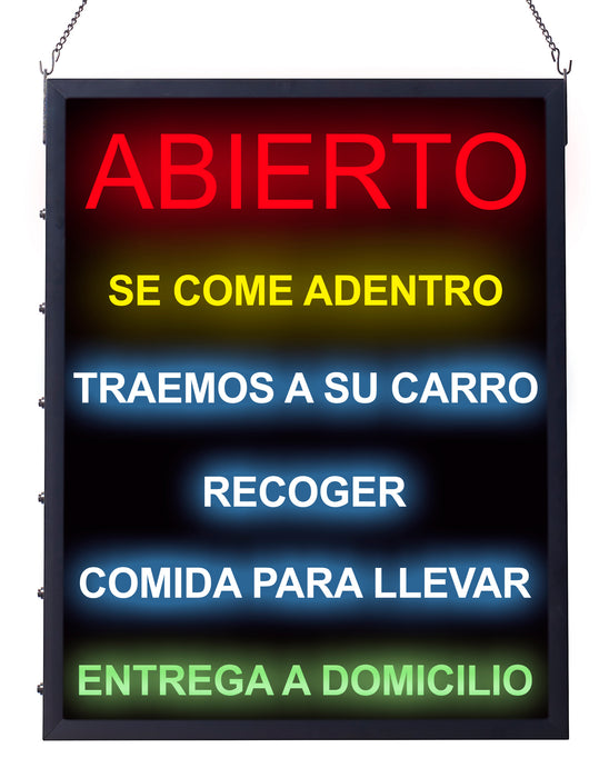 LED, "All-in-One" Open Sign (Spanish Version) (5 Each)-cityfoodequipment.com