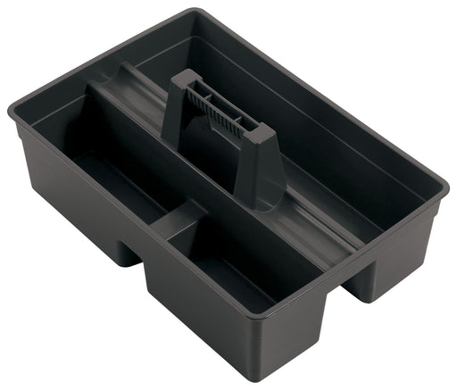 Janitorial Caddy, 15-1/4"W x 10-3/4"D x 6-3/4"H, 3 Compartments, Black (12 Each)-cityfoodequipment.com