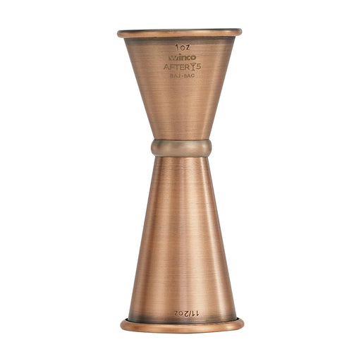 After 5, Jigger w/Inner Marking Lines, 1x1-1/2 oz, 18/8SS, Antique Copper Finish (12 Each)-cityfoodequipment.com