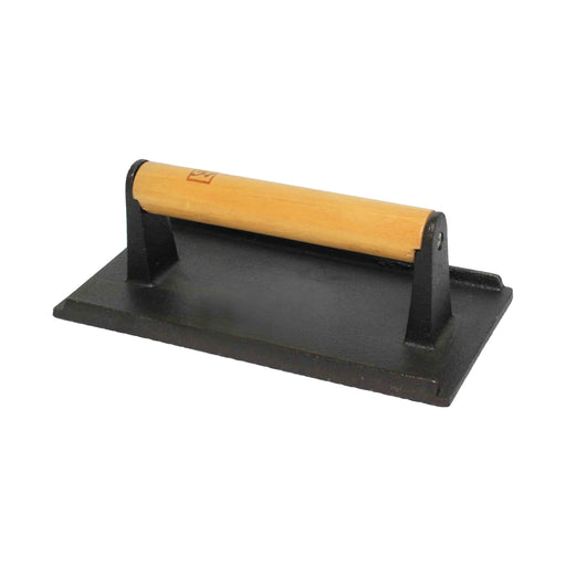 Thunder Group SLKSW108 Steak Weight w/ Wood Handle - 4 1/8" x 8 1/4", Cast Iron - 12, (each)-cityfoodequipment.com