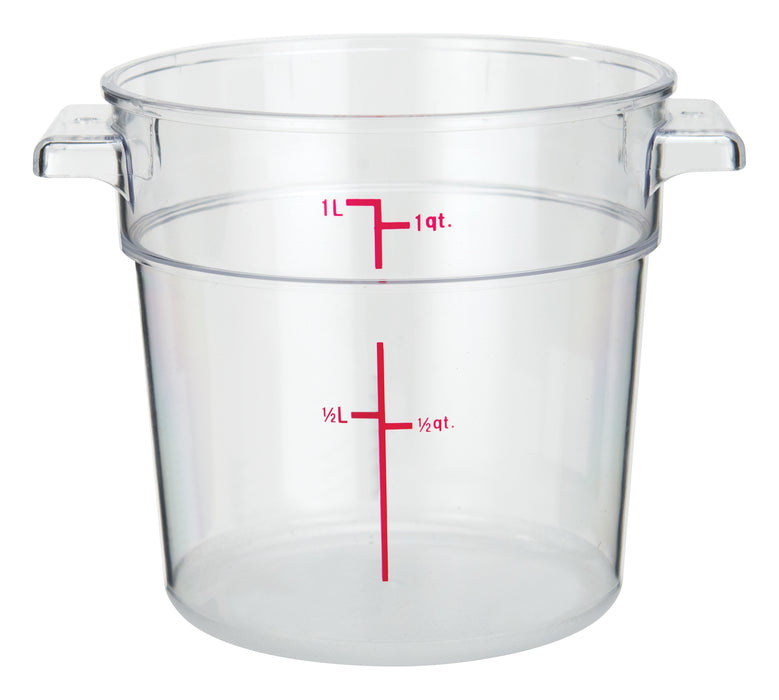 1qt Round Storage Container, Clear, PC (12 Each)-cityfoodequipment.com