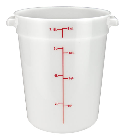 8qt Round Storage Container, White, PP (12 Each)-cityfoodequipment.com