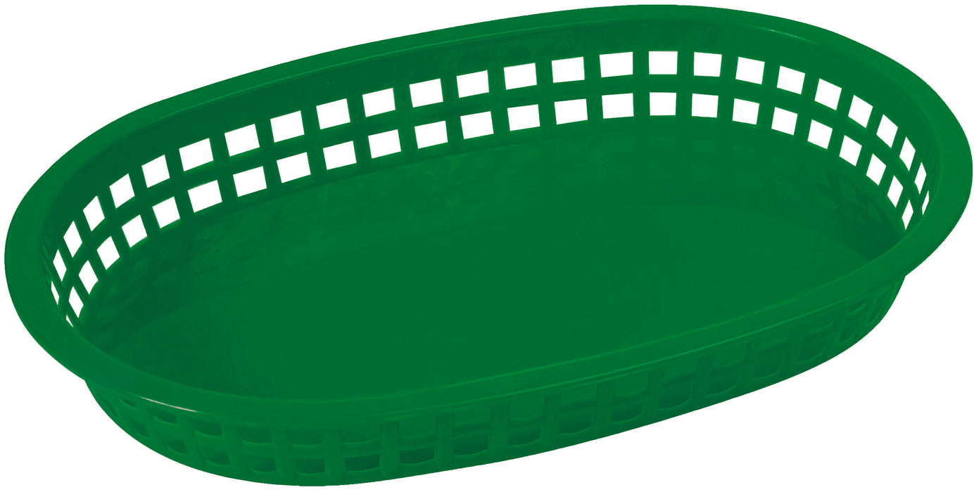 Platter Baskets, Oval, 10-3/4" x 7-1/4" x 1-1/2", Green (3 Dozen)-cityfoodequipment.com