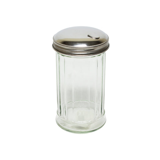 Thunder Group GLTWSJ012 12 oz Glass Sugar Pourer w/ Flip Cap Stainless Steel Top - 2, (dozen)-cityfoodequipment.com
