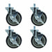 Set of (4) 5" Polyurethane Wheel 5/8"-13x1" Threaded Stem Swivel Casters With Top Lock Brake-cityfoodequipment.com