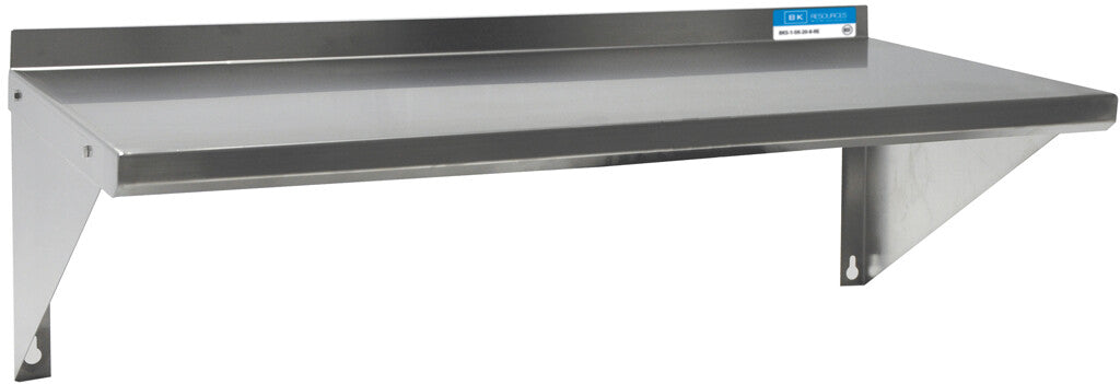 Compass Wall Mount Premium Overshelf. 48"L x 12"W . 18 Ga T-304 Stainless Steel. 1-1/2" Rear Turnup. (2) 8" Angle Supports-cityfoodequipment.com