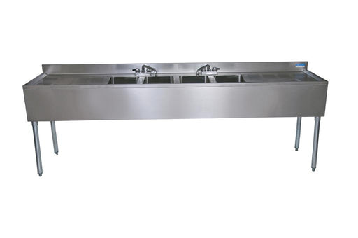 18"X96" Underbar Sink w/ Legs 4 Compartment Two Drainboards & Faucet-cityfoodequipment.com