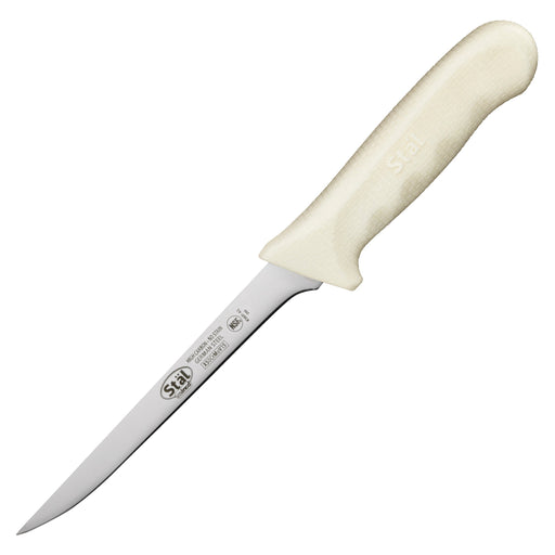 6" Boning Knife, White PP Hdl, Narrow (6 Each)-cityfoodequipment.com